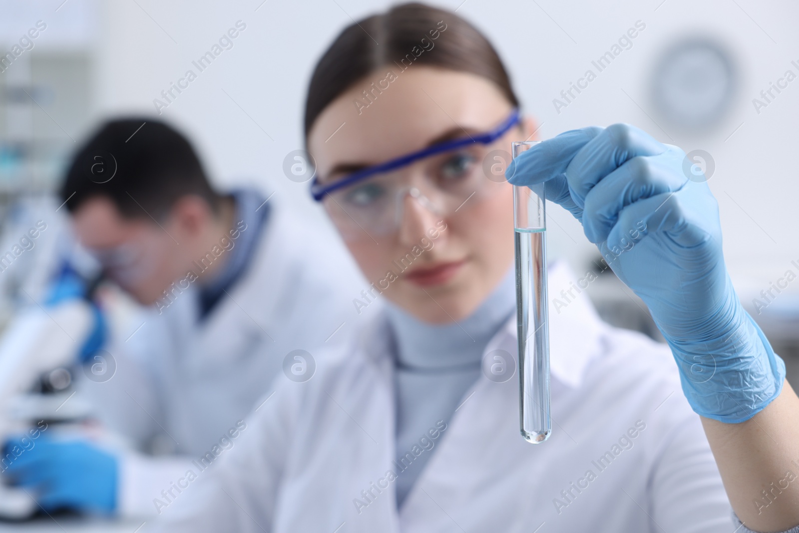 Photo of Scientists working with samples in laboratory. Medical research