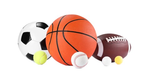 Many different sports balls isolated on white