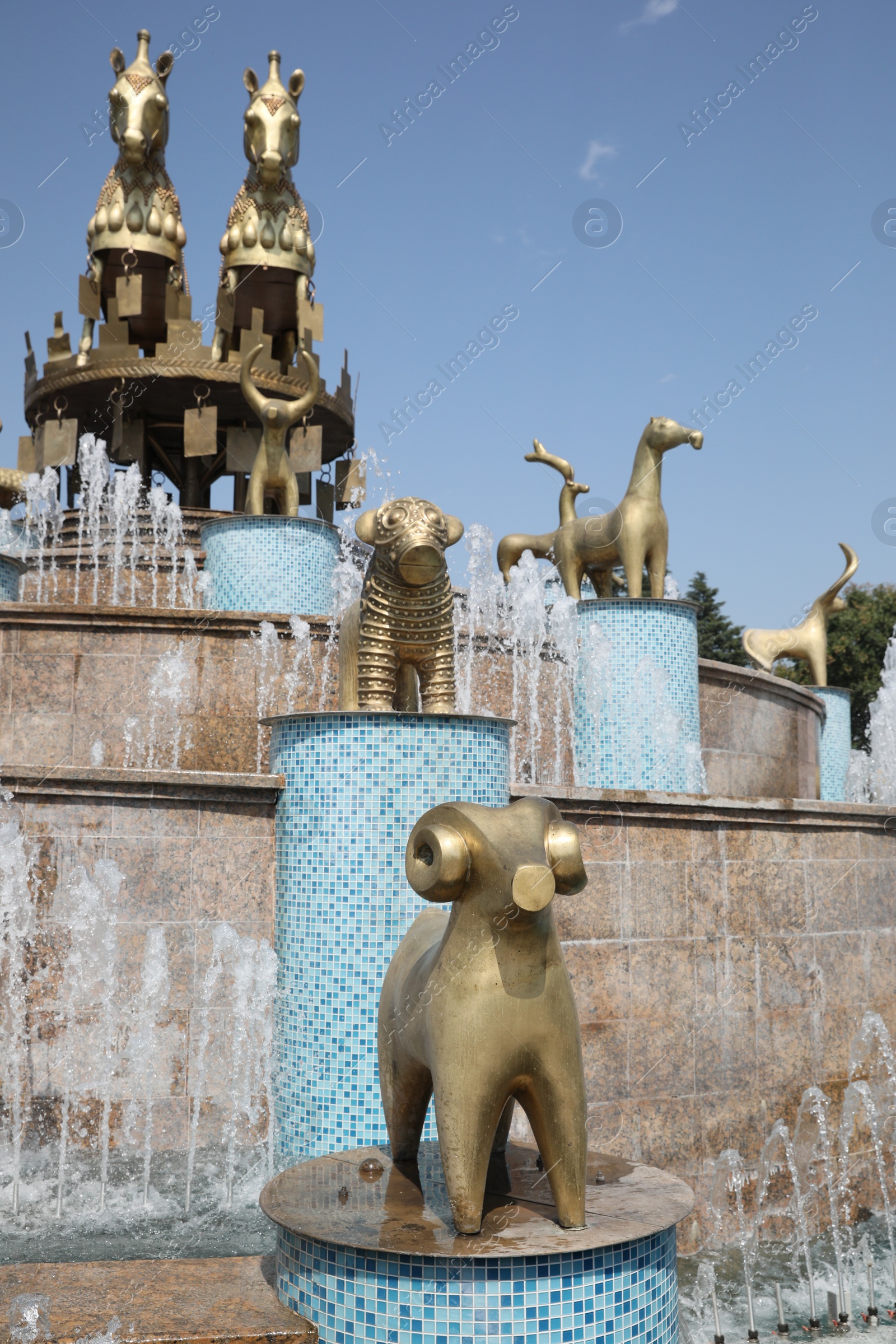 Photo of Kutaisi, Georgia - September 2, 2022: Picturesque view of beautiful Colchis fountain