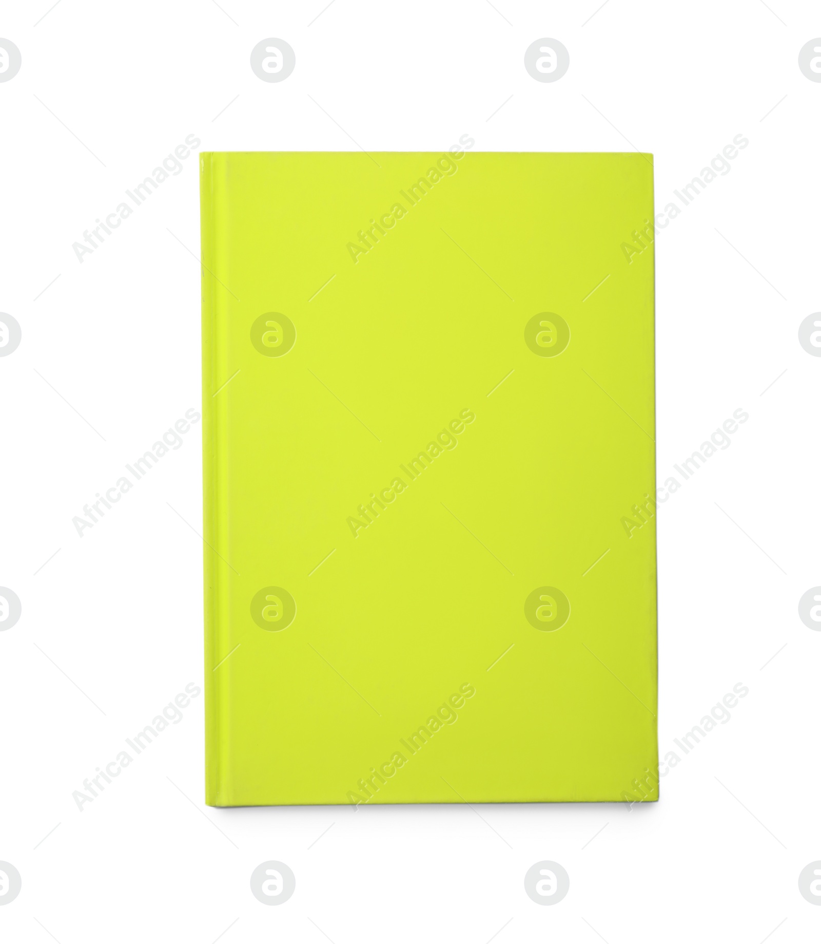 Photo of Stylish green notebook isolated on white, top view