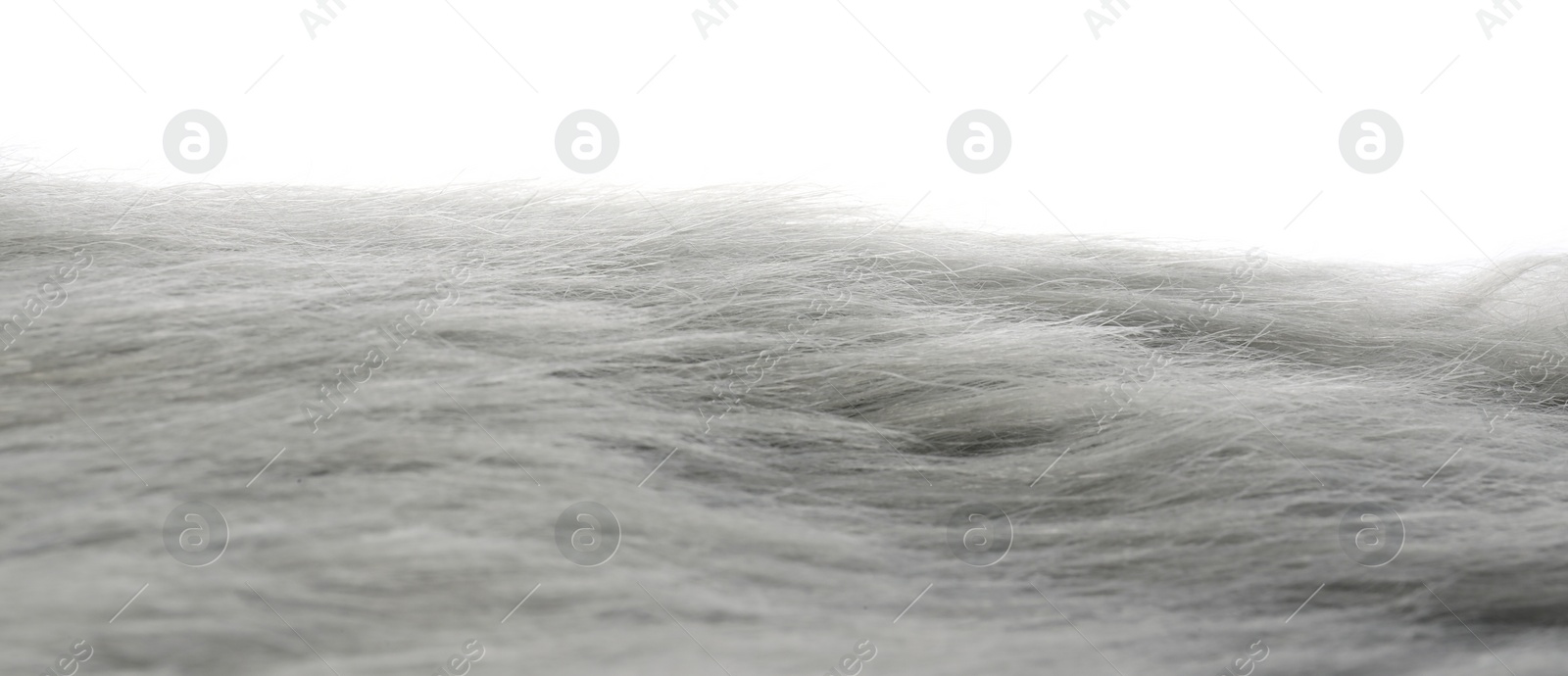 Photo of Soft grey faux fur isolated on white