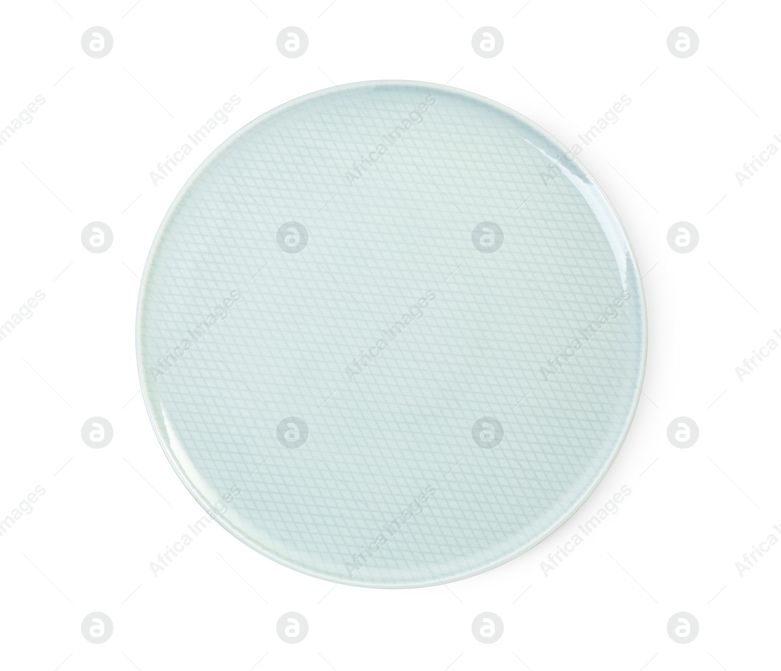 Photo of One clean ceramic plate isolated on white, top view