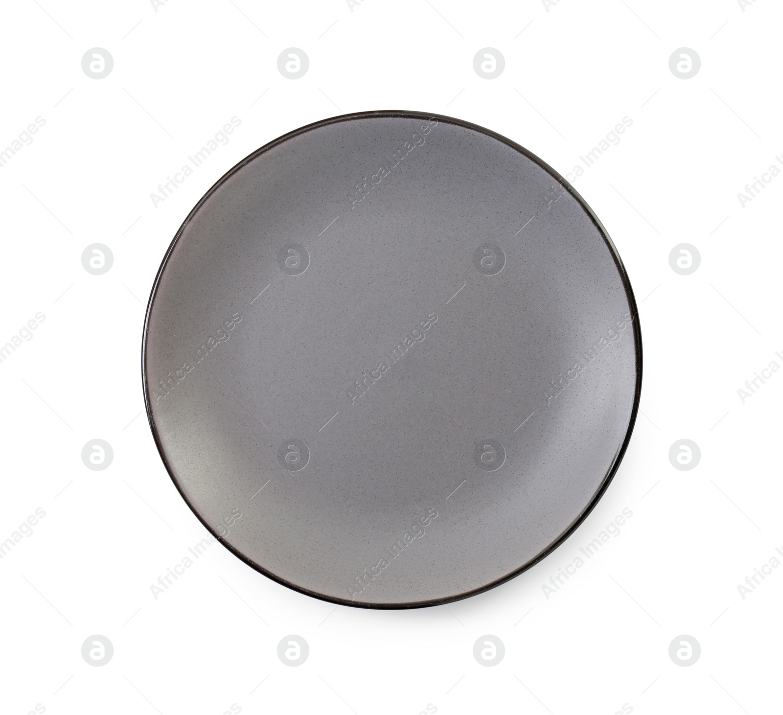 Photo of One grey ceramic plate isolated on white, top view