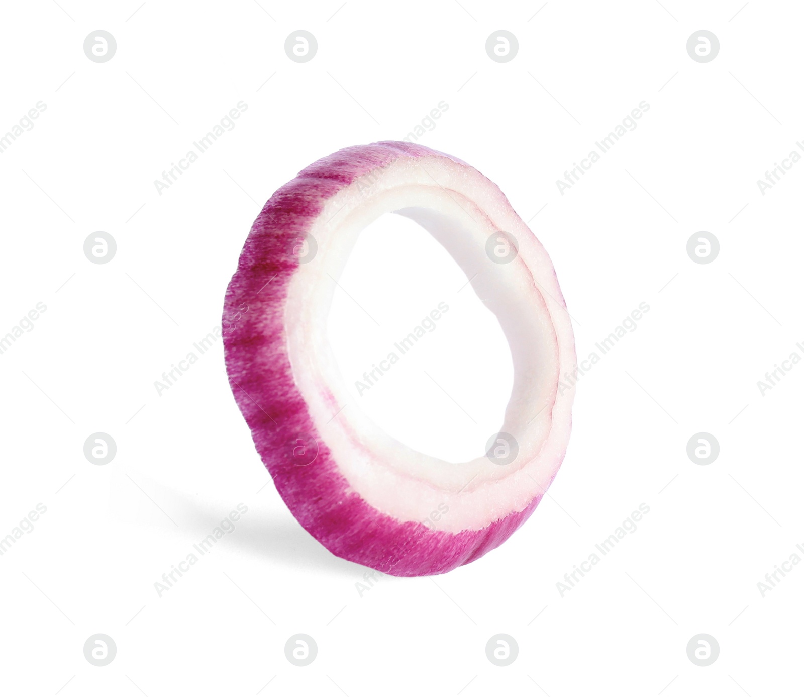 Photo of Sliced red onion ring on white background