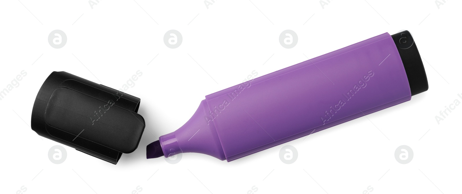 Photo of Bright violet marker isolated on white, top view