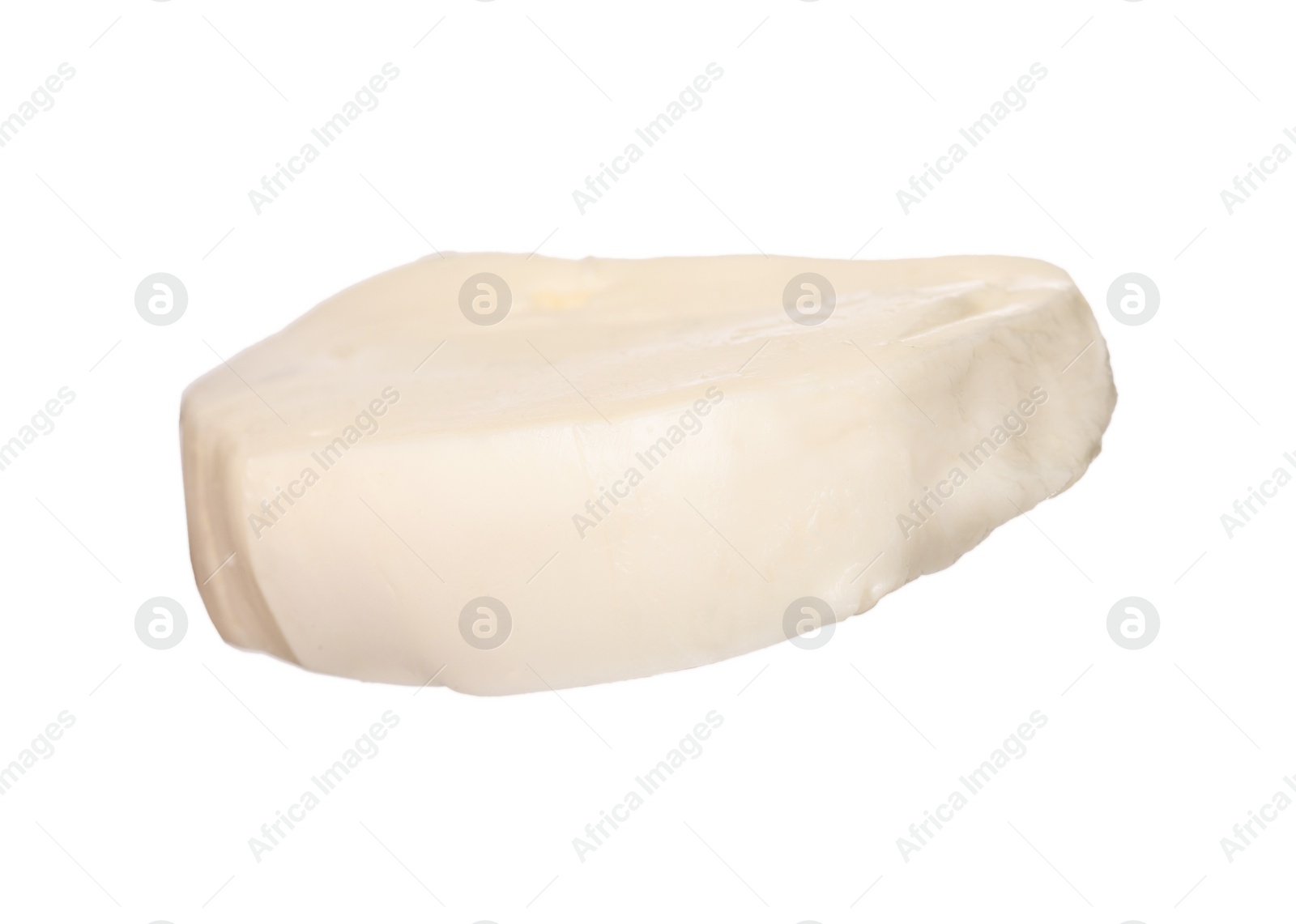 Photo of One slice of mozzarella cheese isolated on white