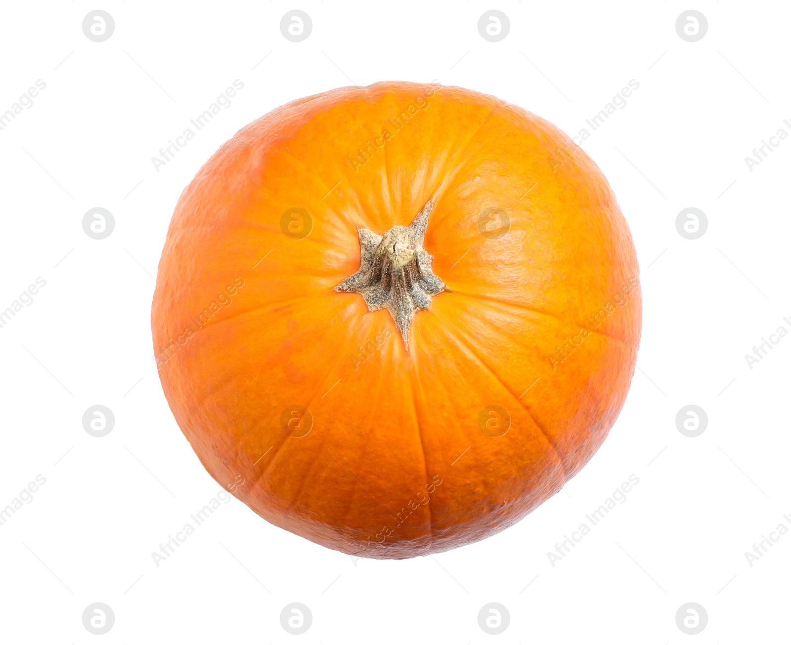 Photo of Fresh ripe pumpkin isolated on white, top view. Organic plant