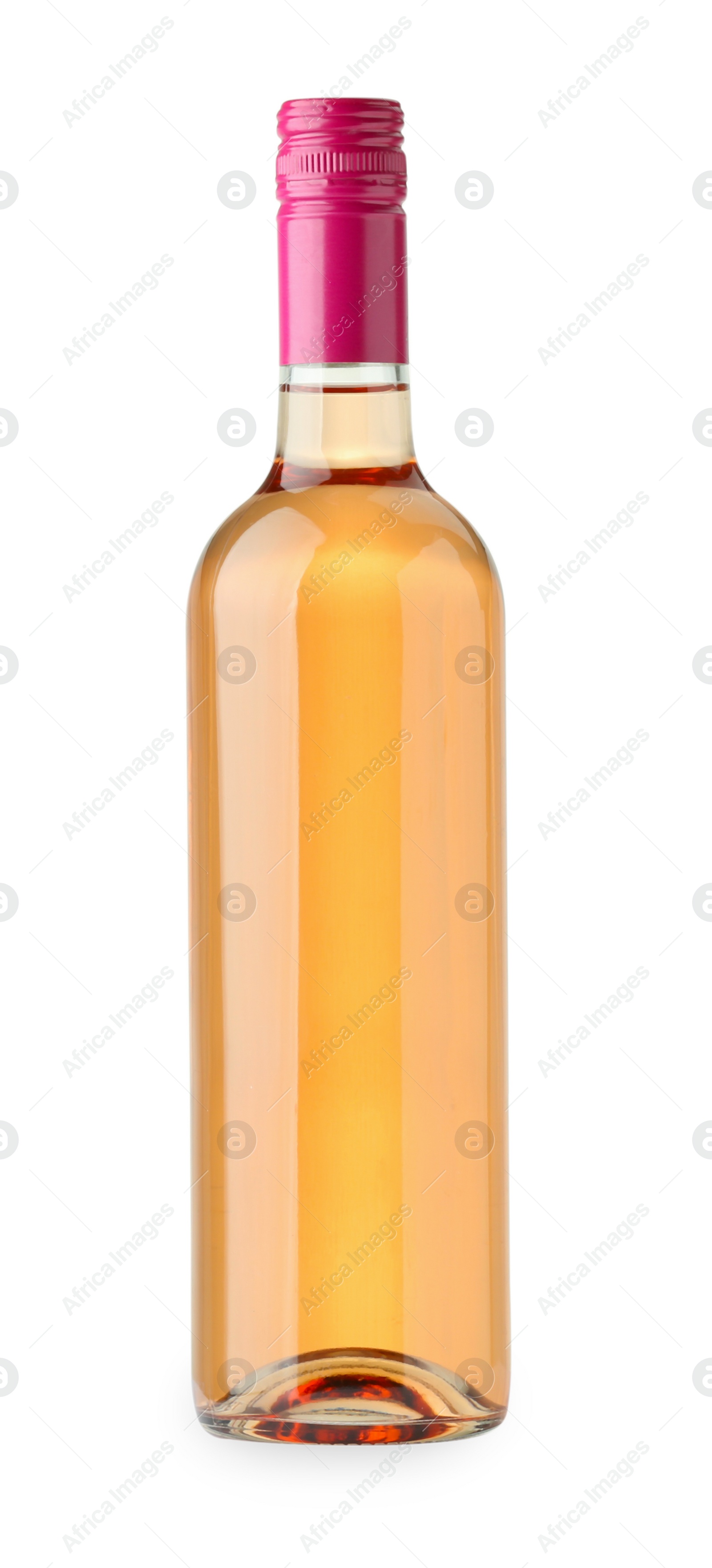 Photo of Bottle of expensive rose wine isolated on white