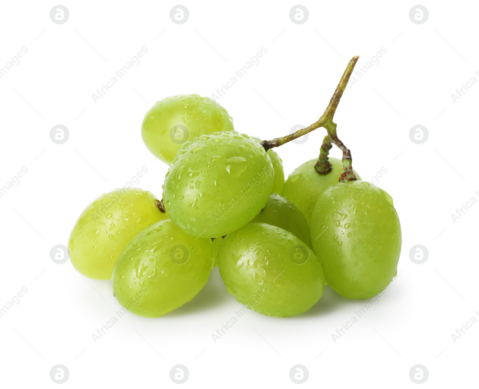 Photo of Fresh grapes with water drops isolated on white