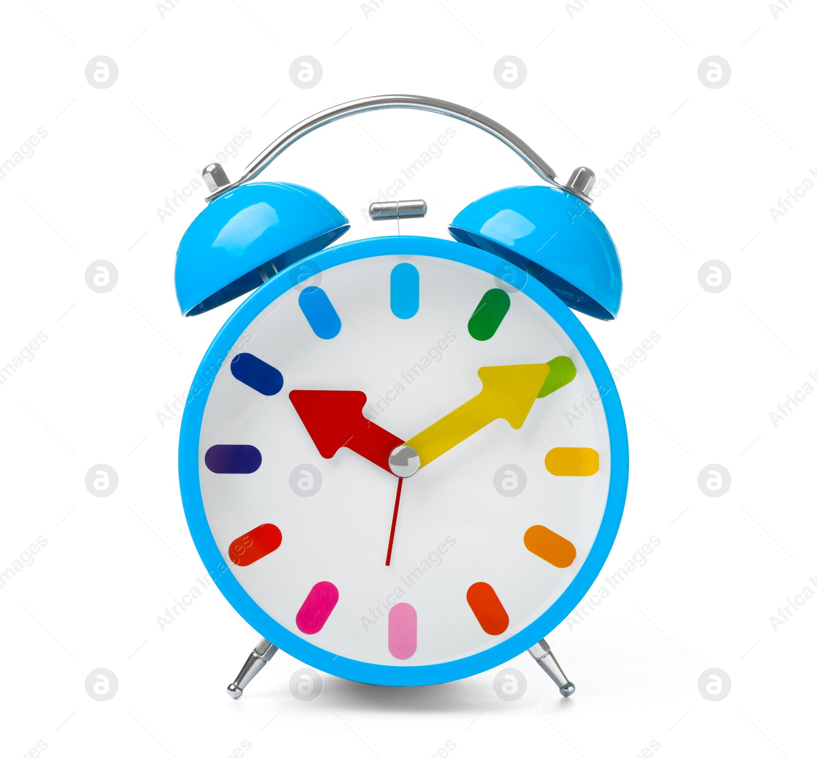 Photo of Alarm clock on white background. Time concept