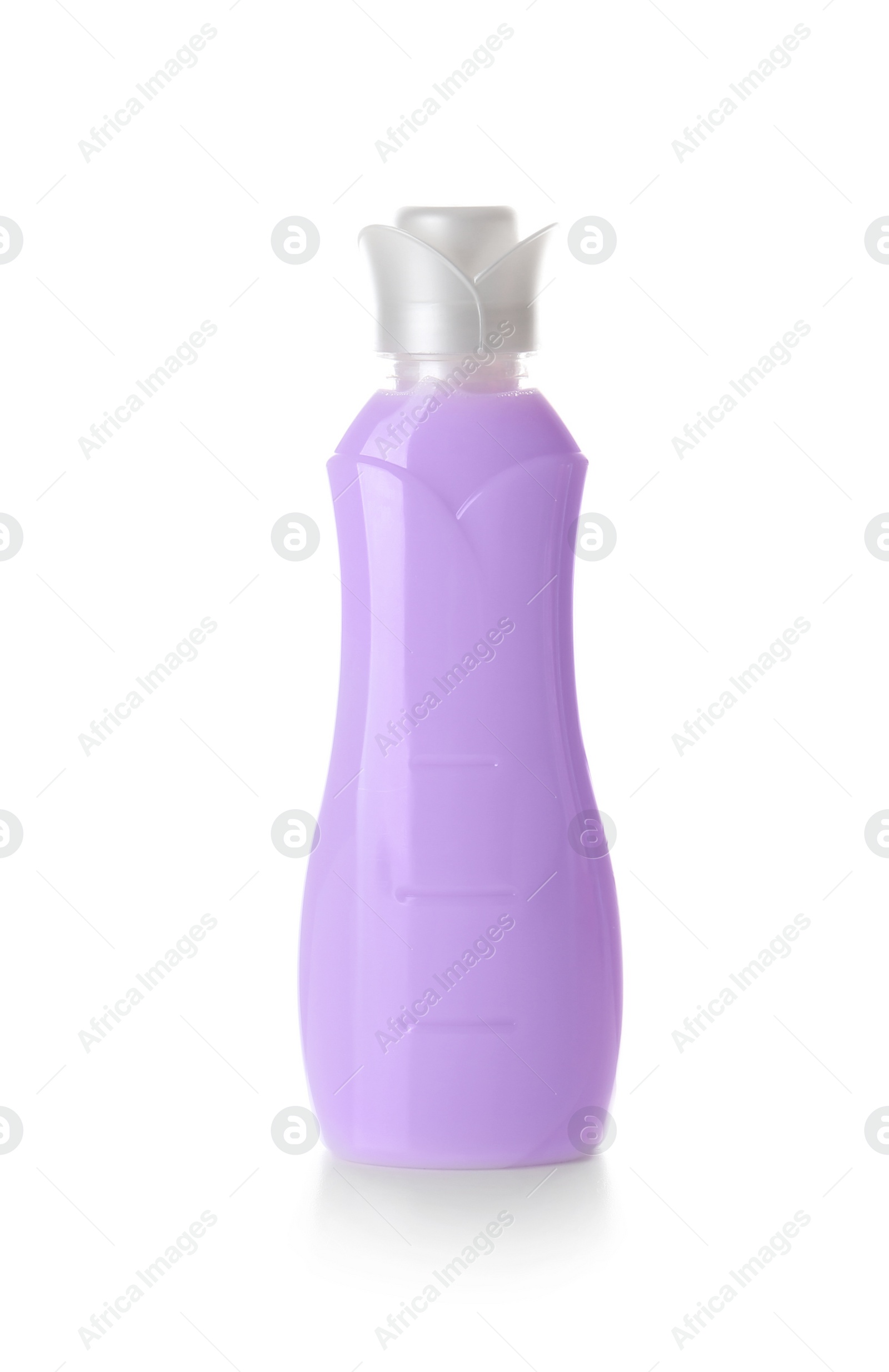 Photo of Bottle with detergent on white background. Cleaning supplies