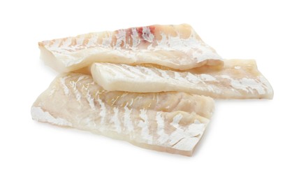 Fresh raw cod fillets isolated on white