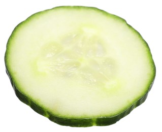 Photo of Slice of fresh cucumber isolated on white