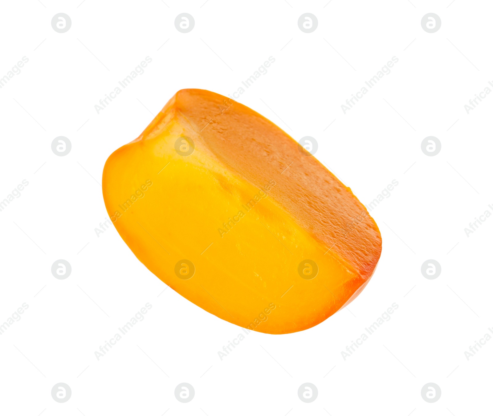 Photo of Piece of delicious ripe juicy persimmon isolated on white