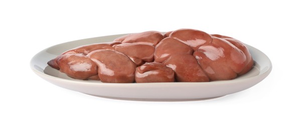 Photo of Fresh raw kidney meat isolated on white