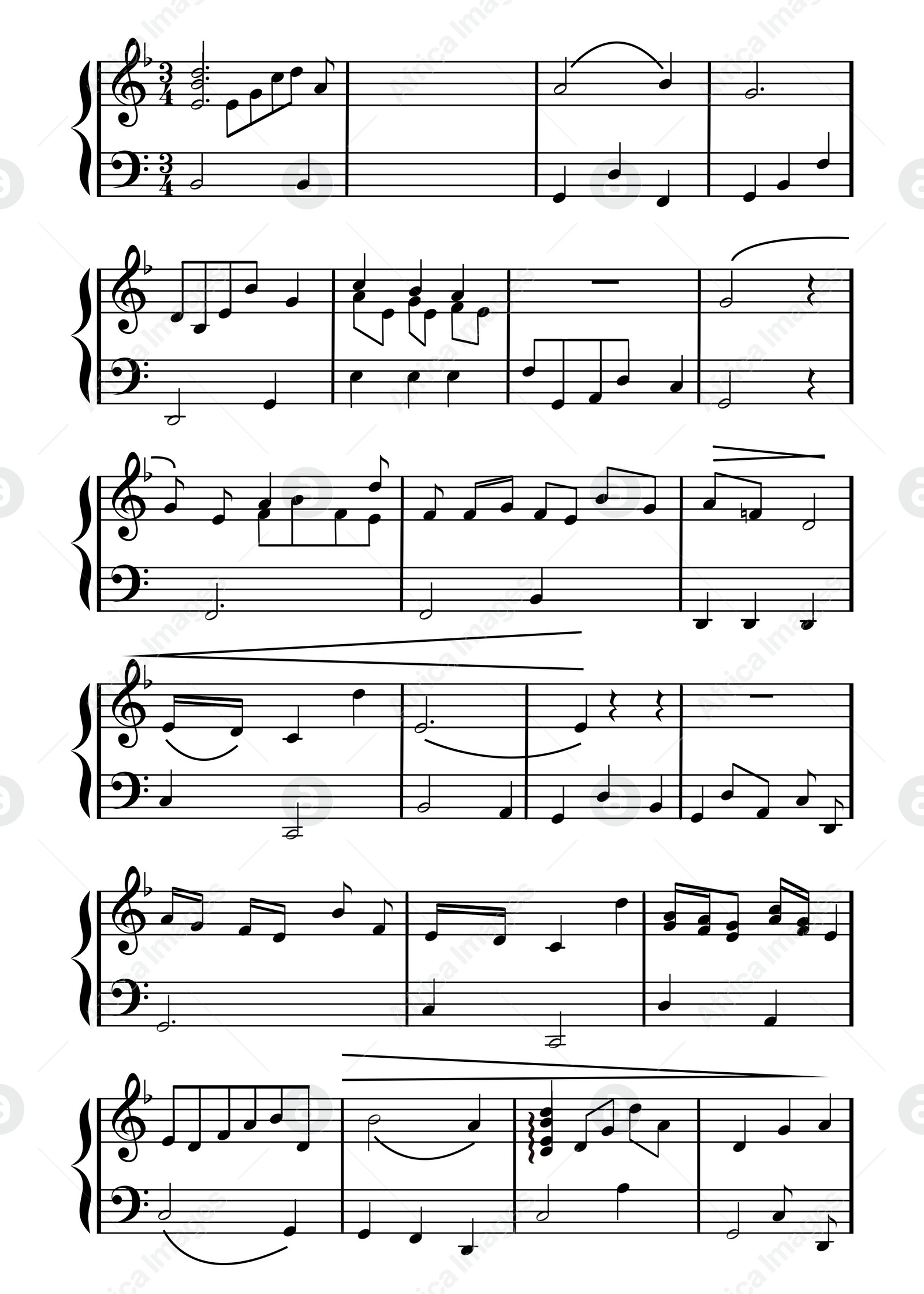 Illustration of Music notation. Different musical symbols combined into composition