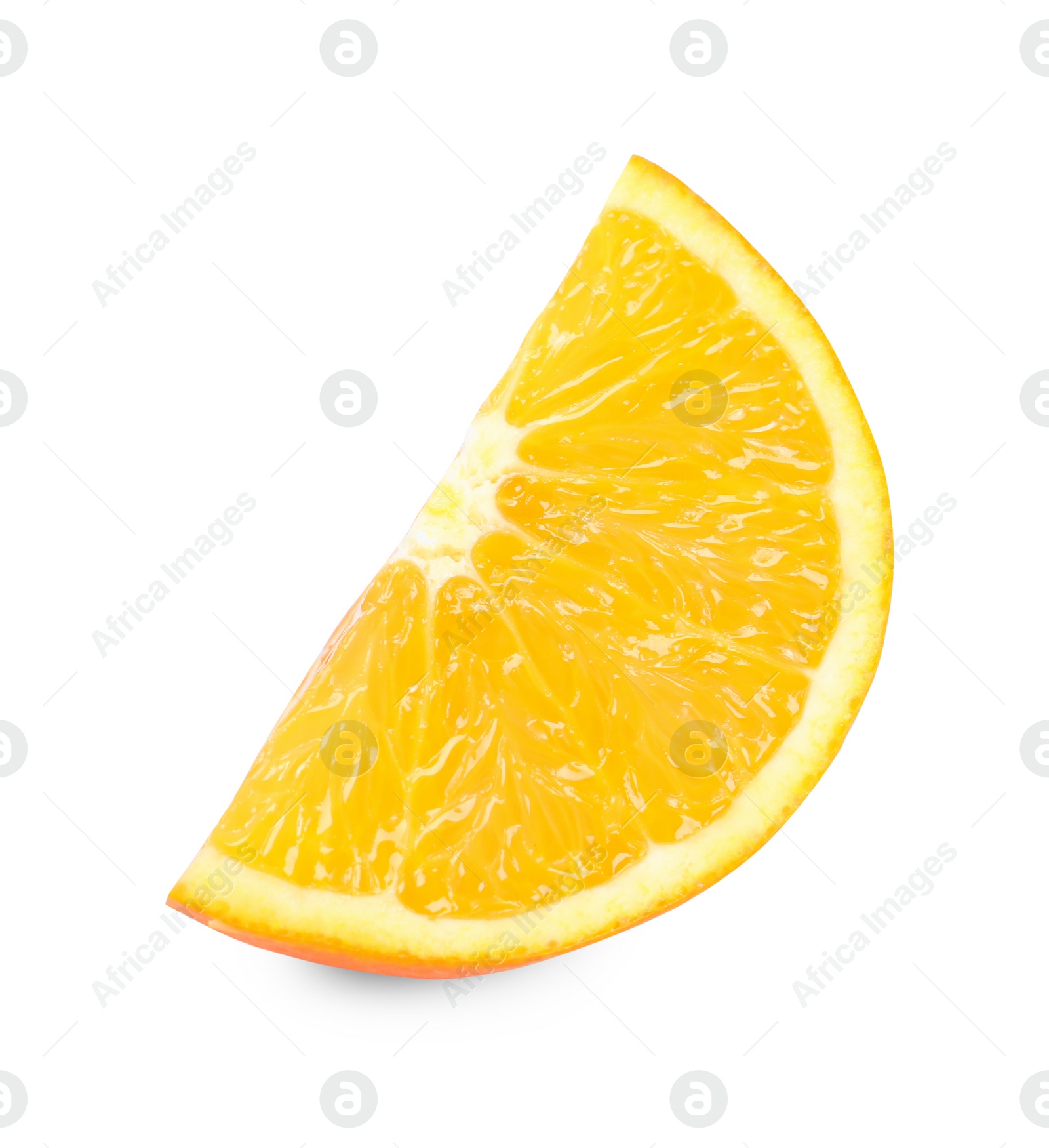 Photo of Citrus fruit. Slice of fresh orange isolated on white