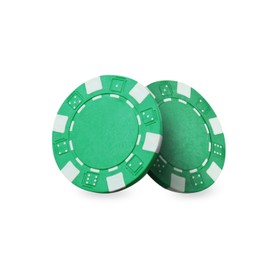 Image of Green casino chips on white background. Poker game