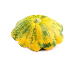 Photo of Fresh ripe yellow pattypan squash isolated on white