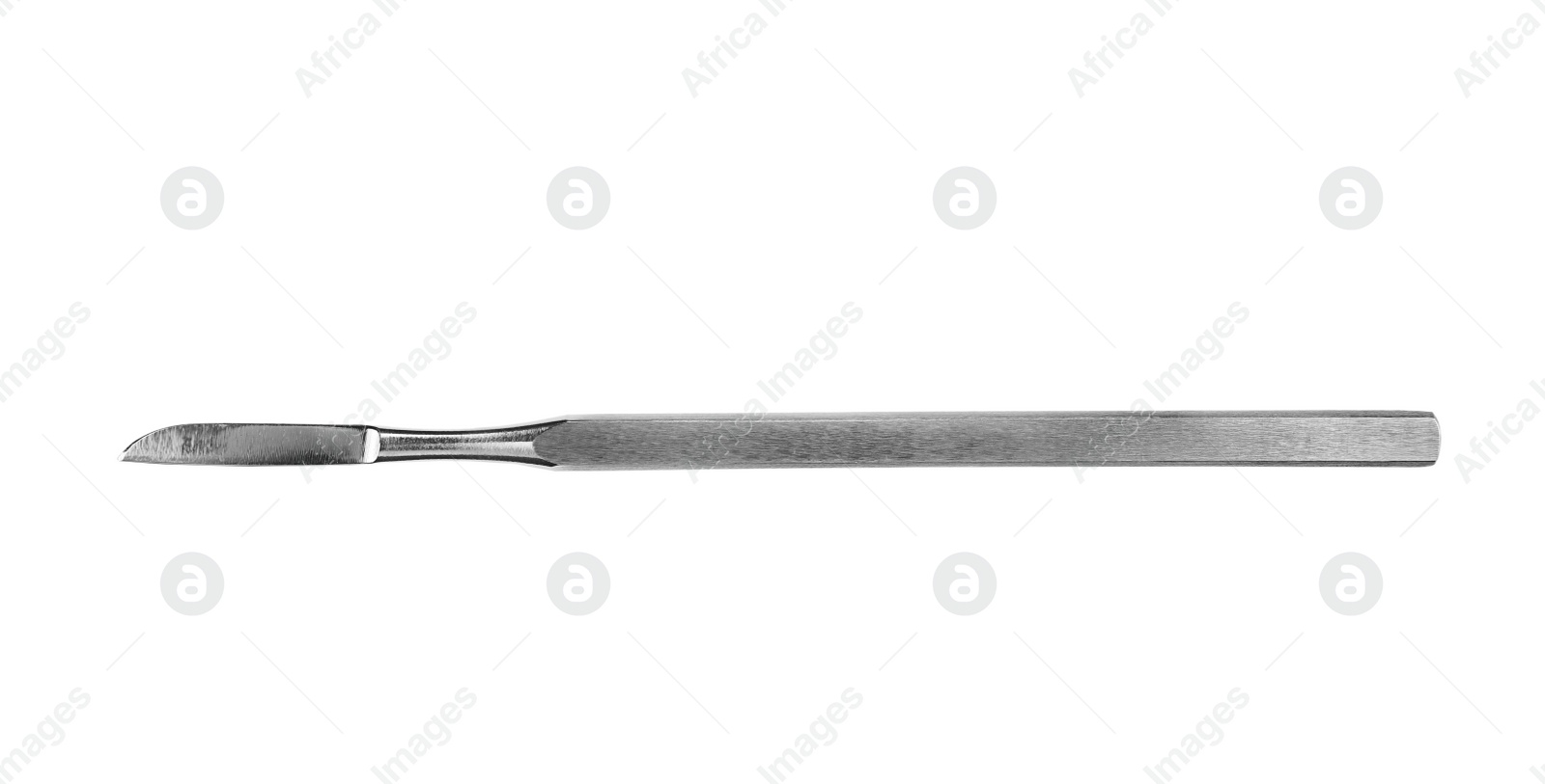 Photo of Surgical scalpel on white background, top view. Medical tool