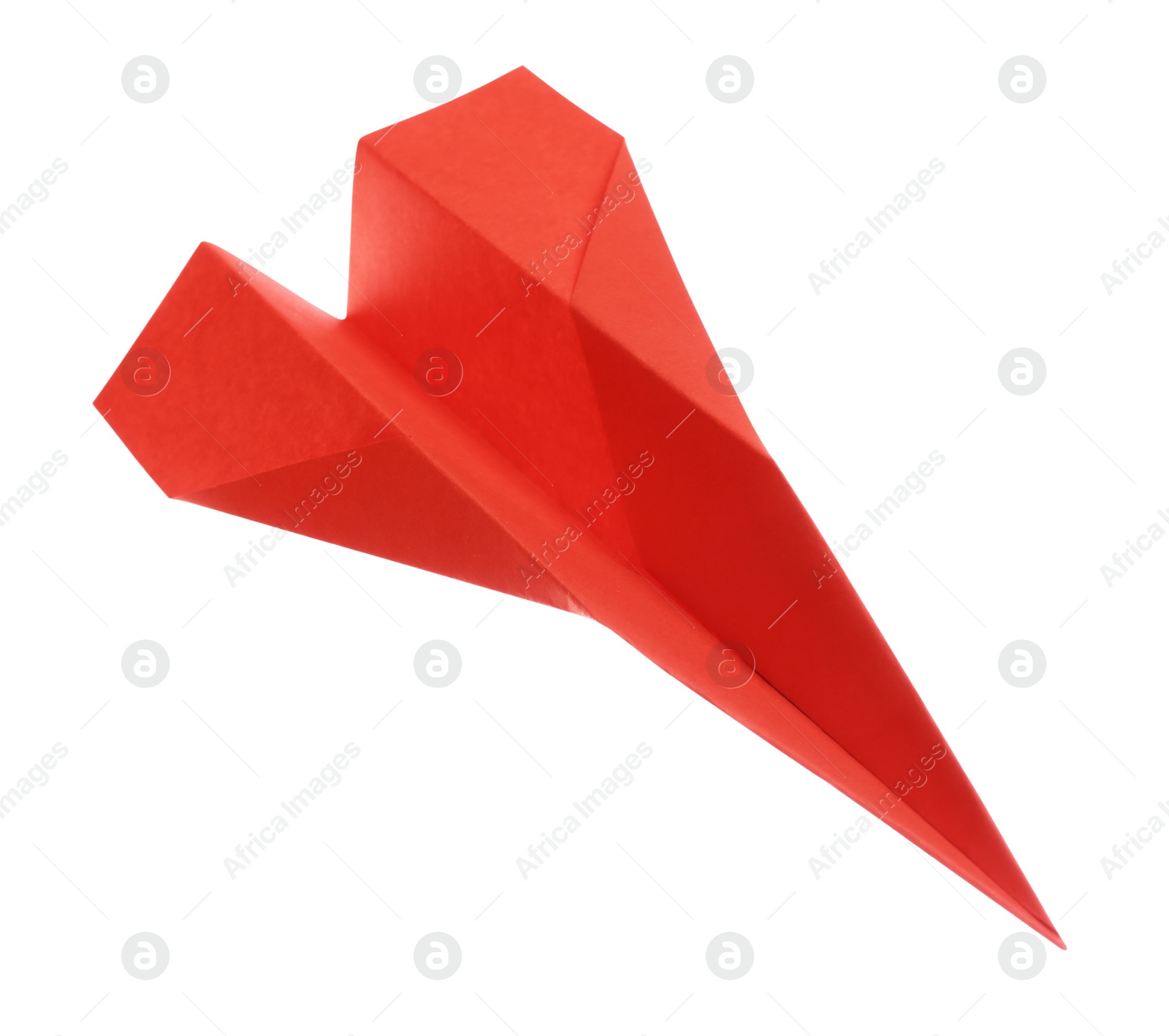 Photo of Handmade red paper plane isolated on white