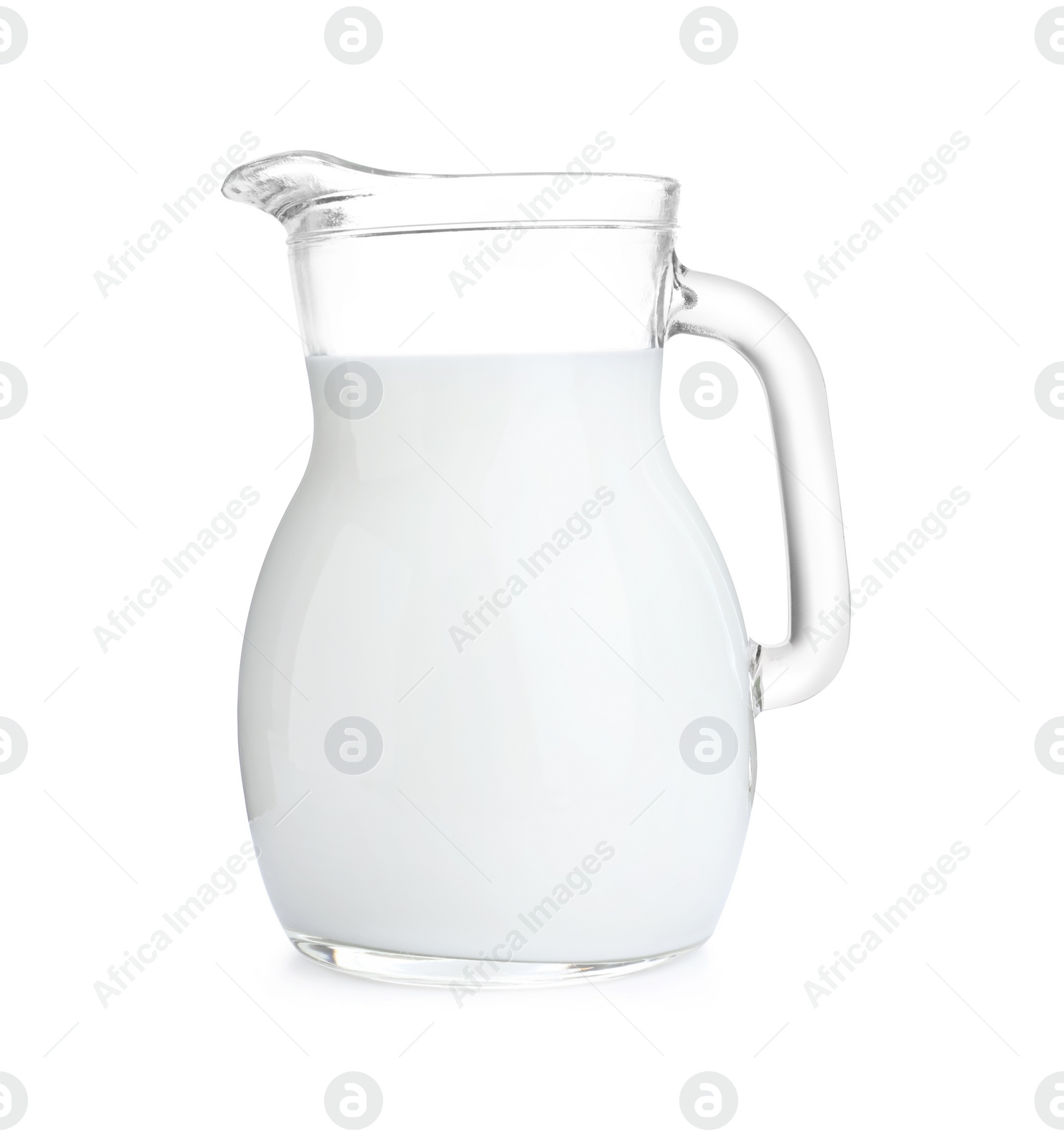 Photo of Jug of fresh milk isolated on white