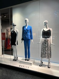 WARSAW, POLAND - JULY 17, 2022: Mohito store display with women clothes on mannequins in shopping mall