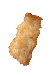 Tasty fried crackling isolated on white. Cooked pork lard