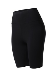 Black women's cycling shorts isolated on white. Sports clothing