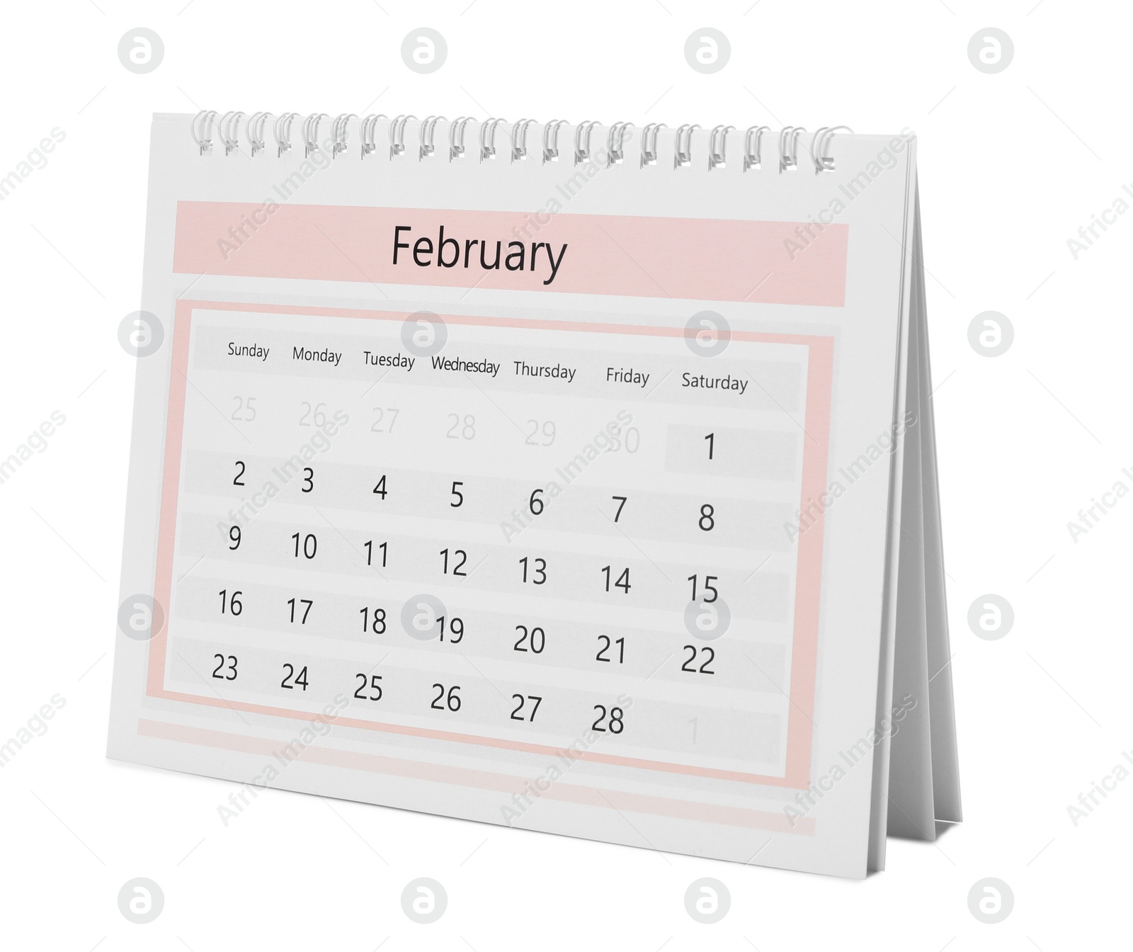 Photo of Paper calendar isolated on white. Planning concept