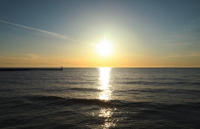 Picturesque view of beautiful sea at sunset