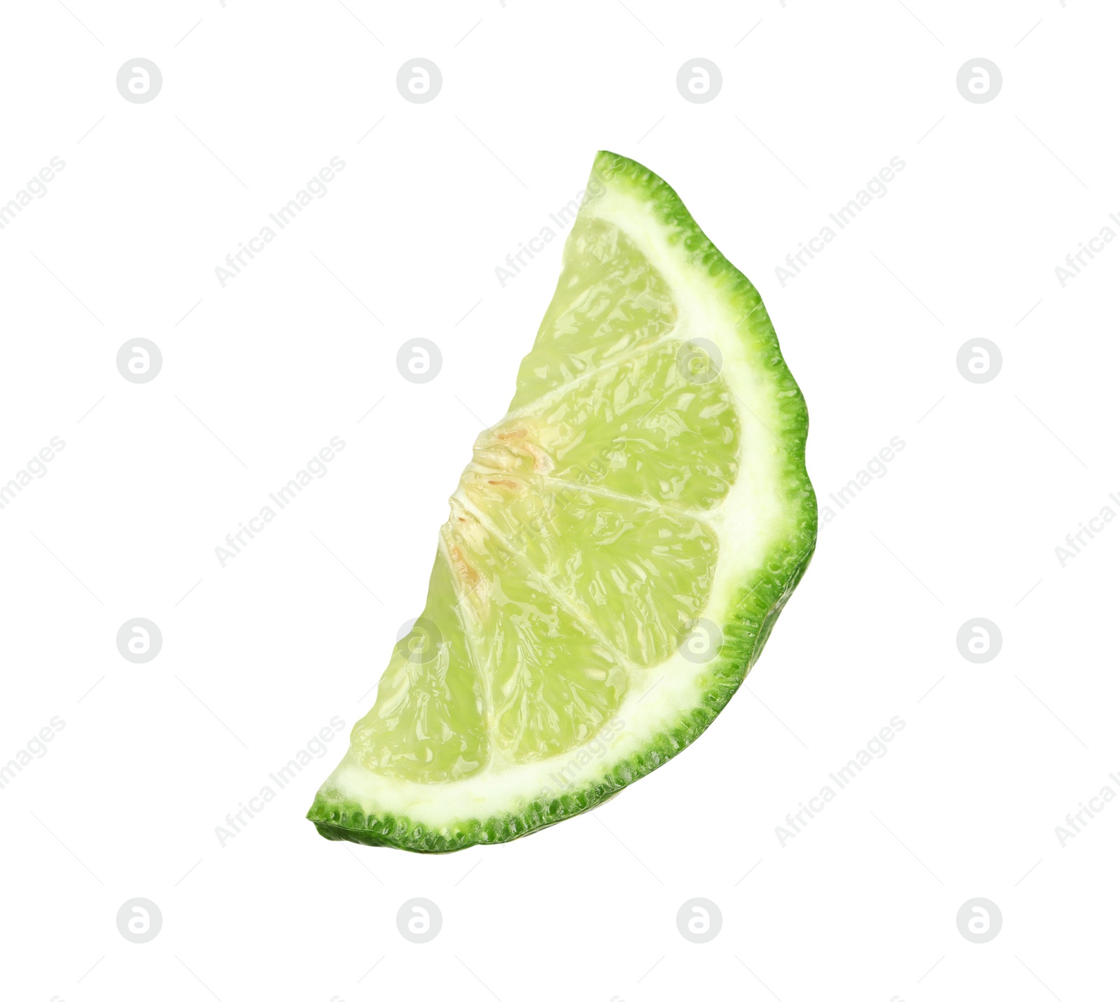 Photo of Slice of fresh ripe bergamot fruit isolated on white