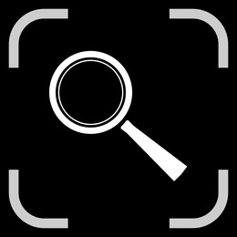 Image of Magnifying glass in frame, illustration on black background