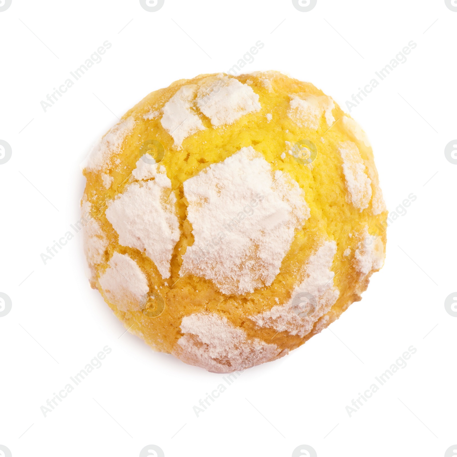 Photo of Delicious lemon cookie isolated on white, top view