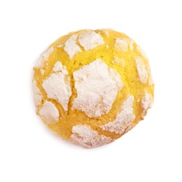 Photo of Delicious lemon cookie isolated on white, top view