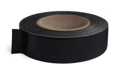 Reel of black insulating tape isolated on white