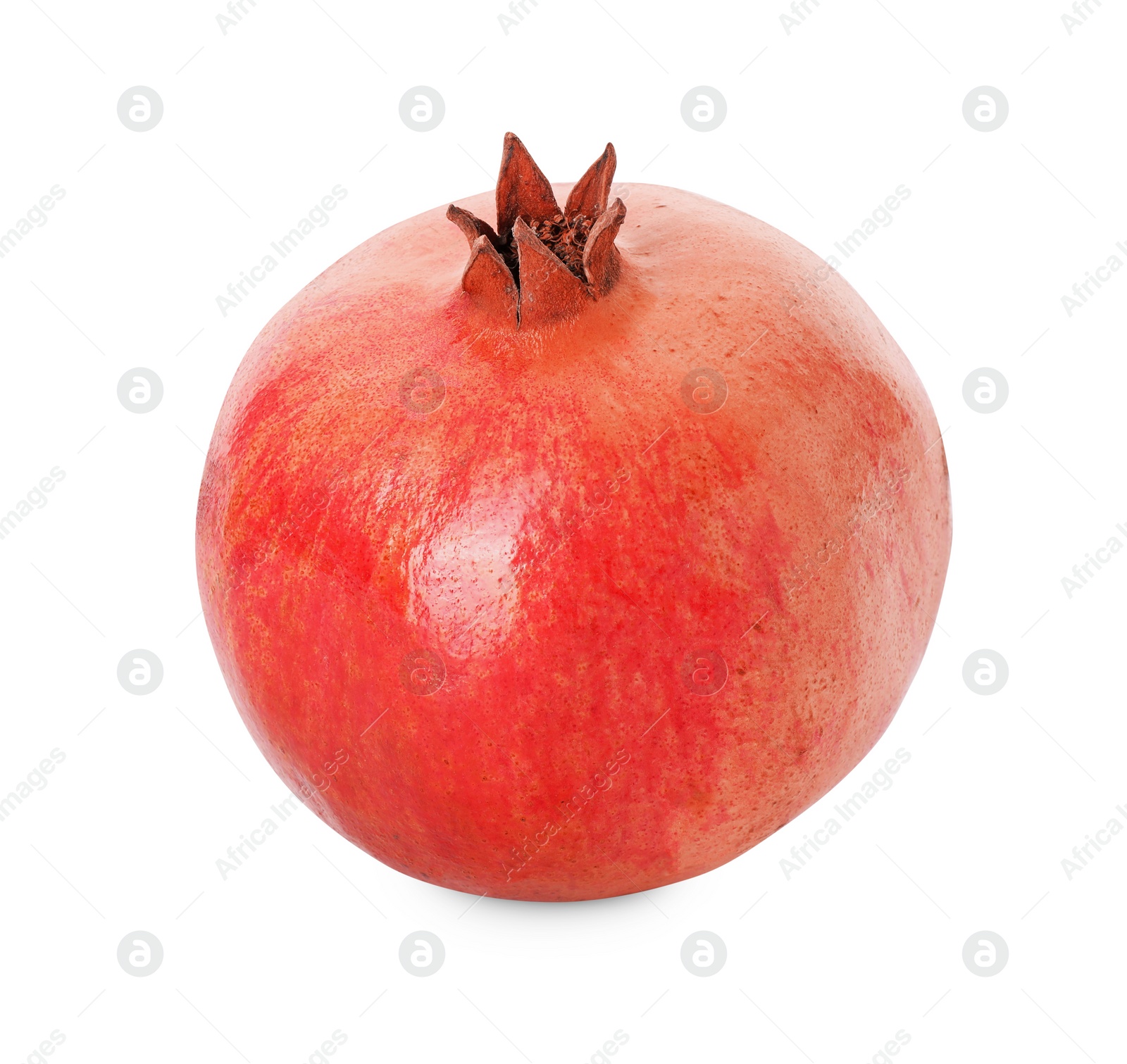 Photo of One fresh ripe pomegranate isolated on white