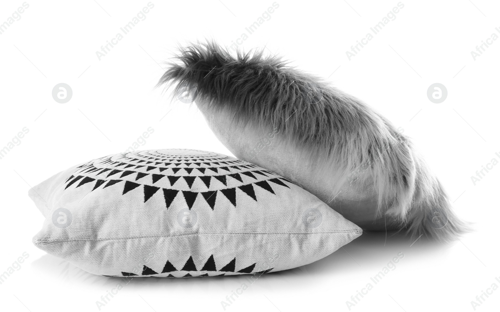 Photo of Soft decorative pillows on white background