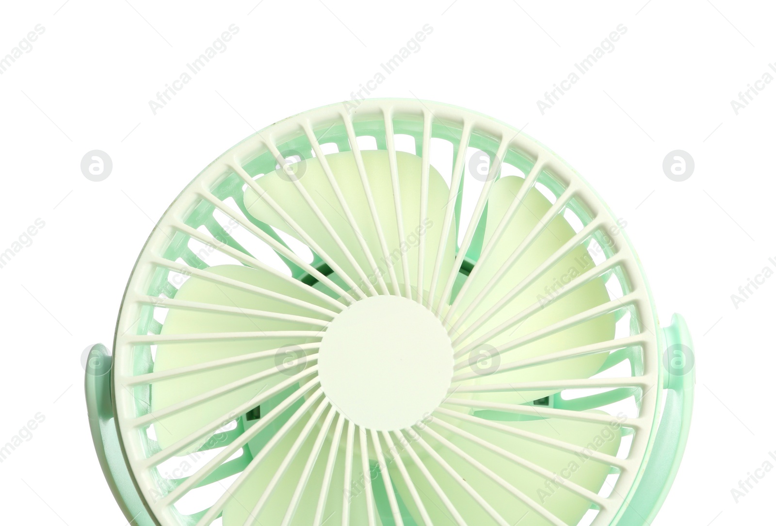 Photo of Portable fan isolated on white. Summer heat