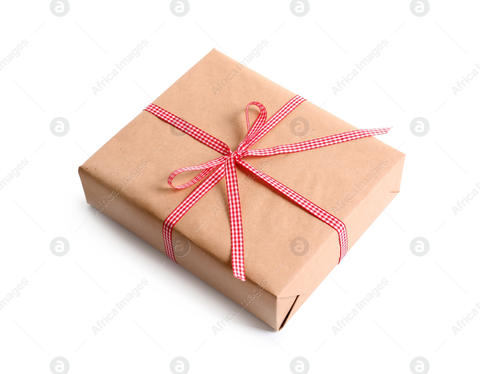 Photo of Beautifully wrapped gift box on white background