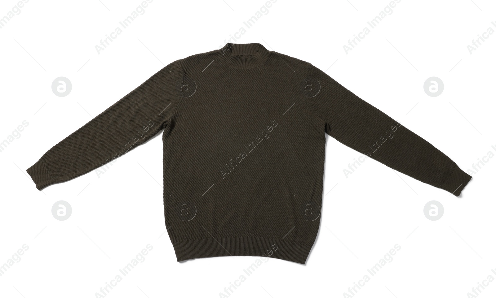 Photo of Stylish casual sweater isolated on white, top view