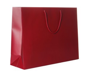 One red shopping bag isolated on white