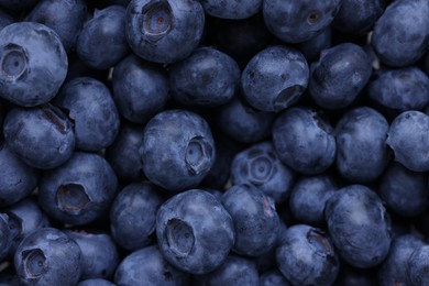 Fresh tasty blueberries as background, top view