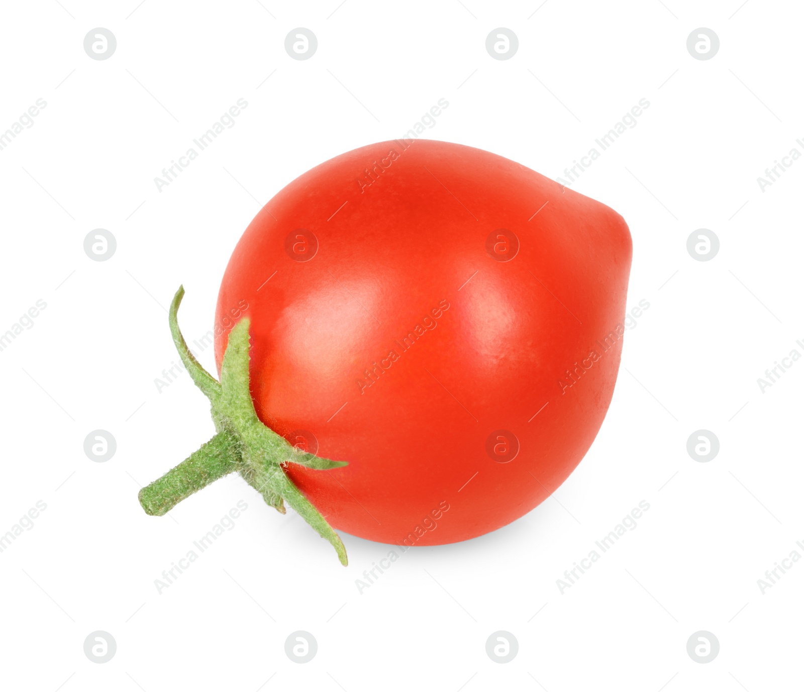 Photo of One ripe cherry tomato isolated on white