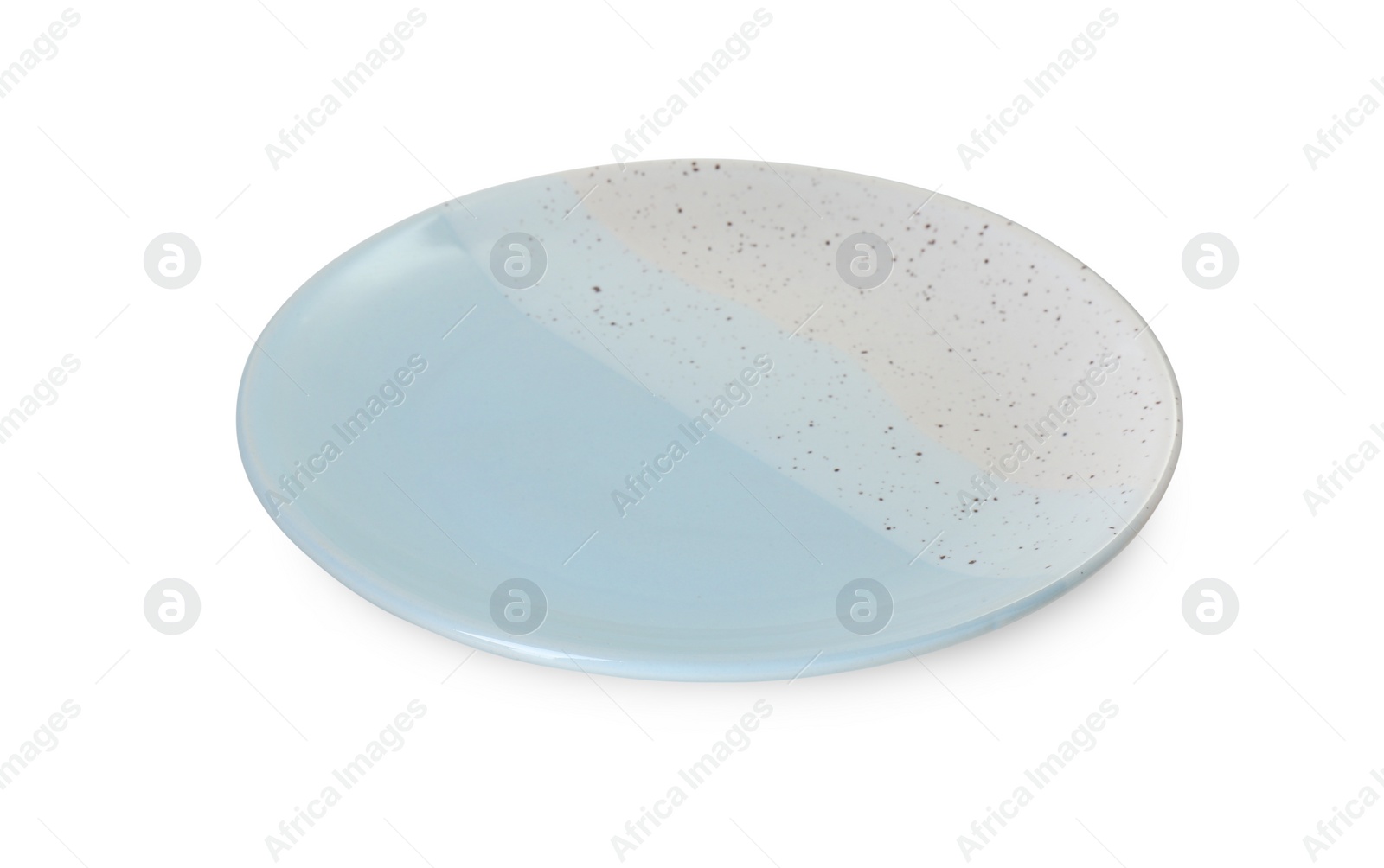 Photo of One beautiful ceramic plate isolated on white