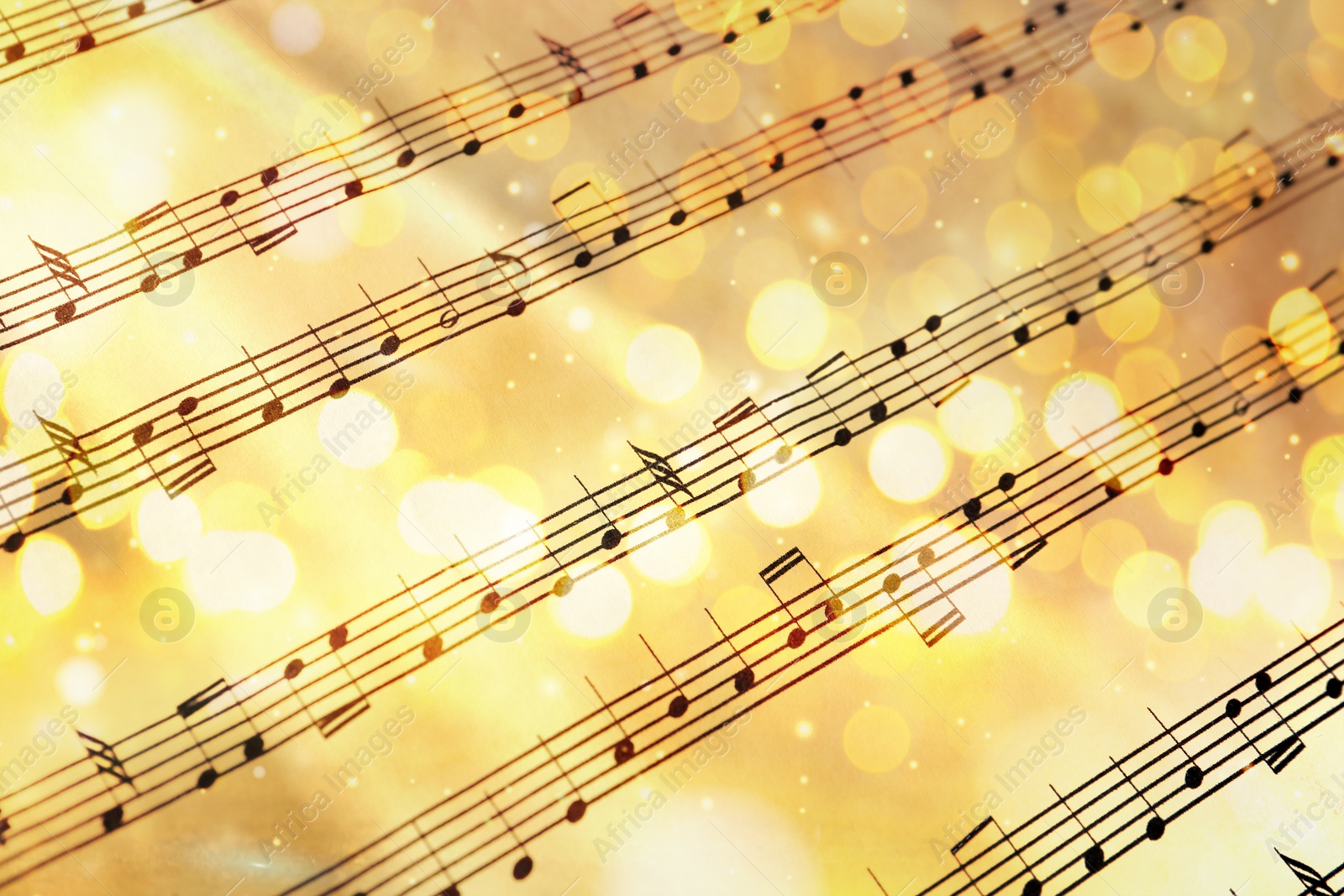 Image of Sheet with music notes as background, closeup. Christmas songs