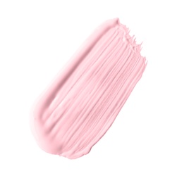 Photo of Stroke of pink color correcting concealer isolated on white