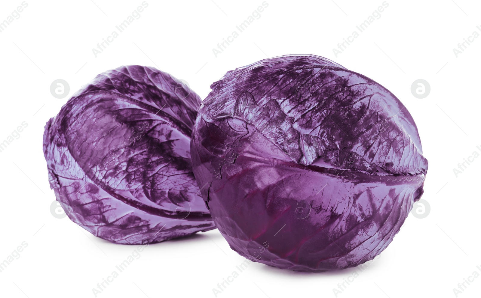 Photo of Fresh ripe red cabbages isolated on white