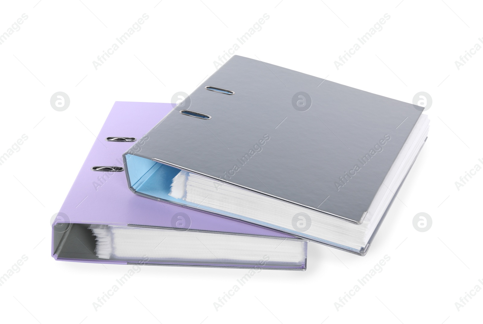 Photo of Two bright office folders isolated on white