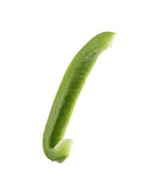 Photo of Slice of fresh green bell pepper isolated on white